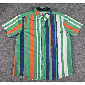 Switch Remarkable Shirt Mens XL Striped Button Up Short Sleeve Pocket Polyester